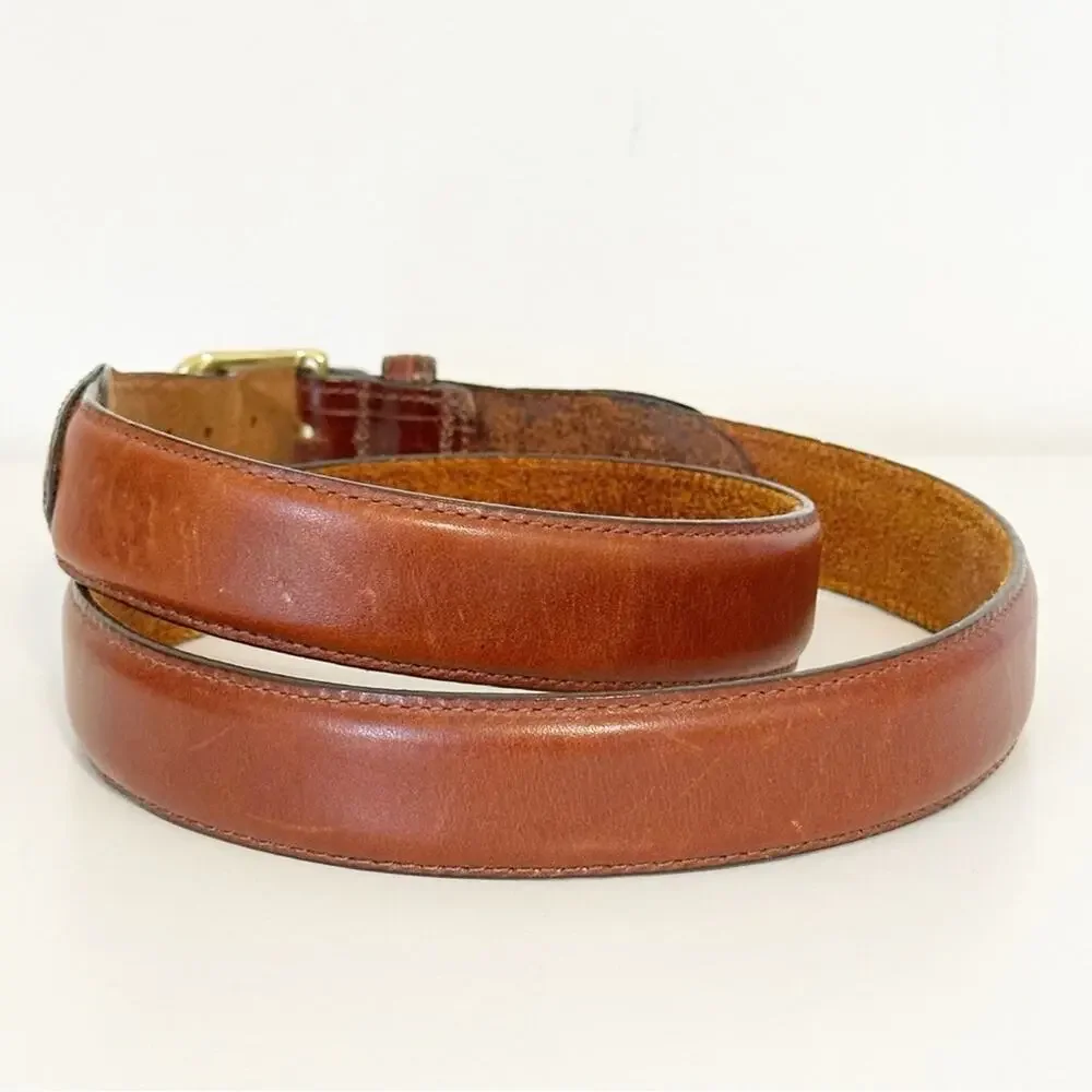 Vintage Lands' End Brown Leather Men's Belt Made in USA